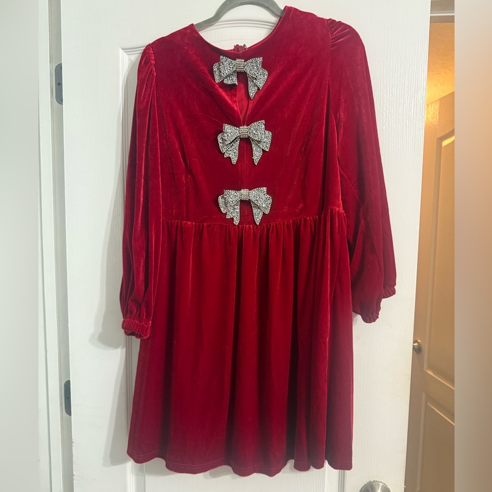 Sugarlips Red Mini Dress with Silver Bows